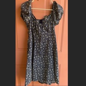 Fit and flare peasant dress blue and white